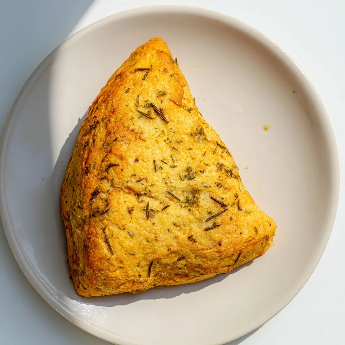 Golden-brown, aromatic Yeast-Free Garlic and Rosemary Bannock Bread, ready to slice and enjoy with your favorite stew.