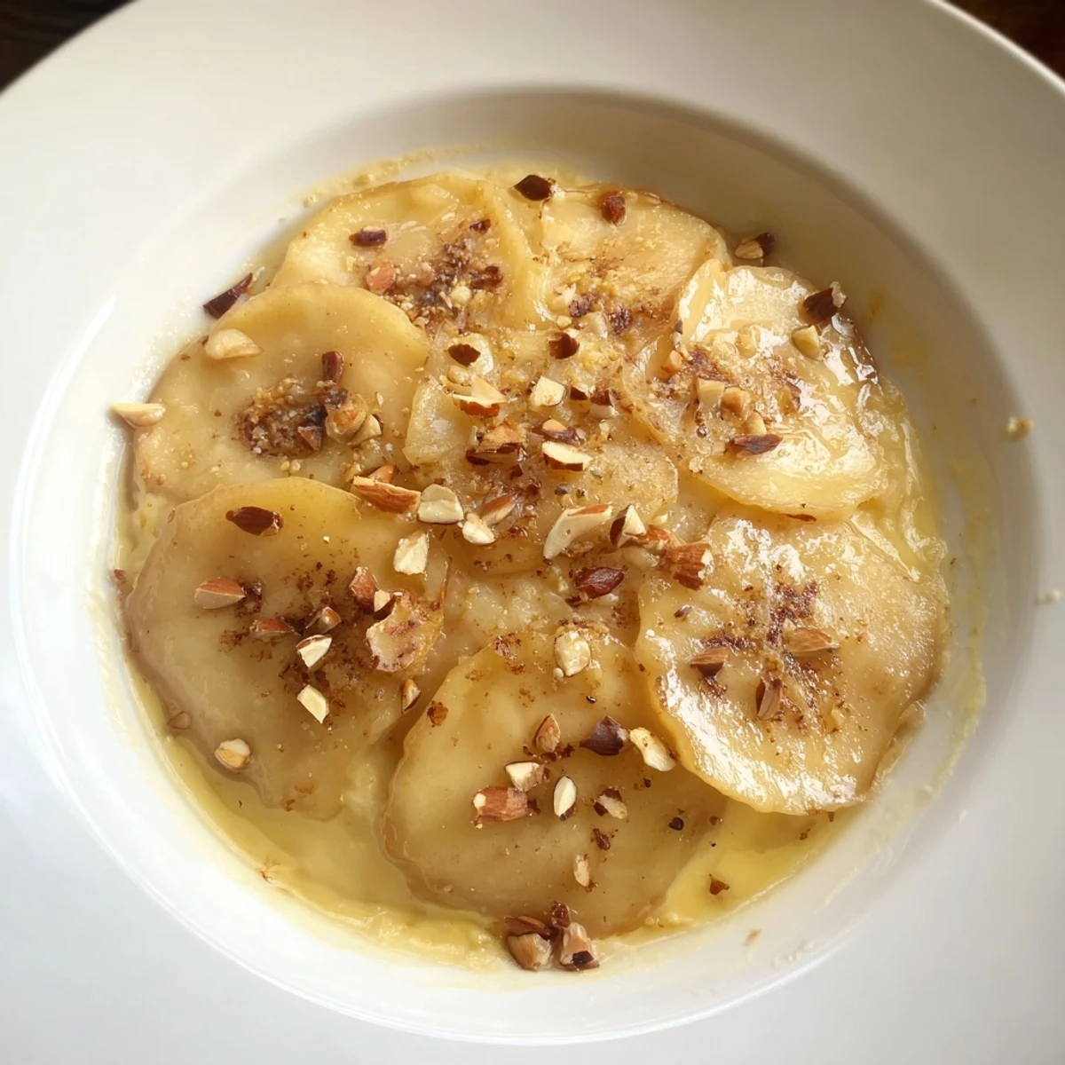 Warm, baked Rustic Crustless Apple Pie with a custard filling, perfect for a cozy autumn treat.