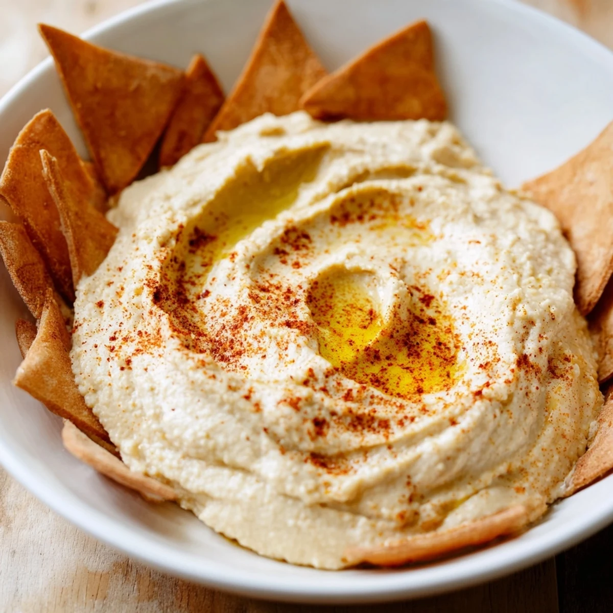 Creamy Sahara Dune appetizer: Picture smooth hummus dunes with crispy, flavorful pita chips.