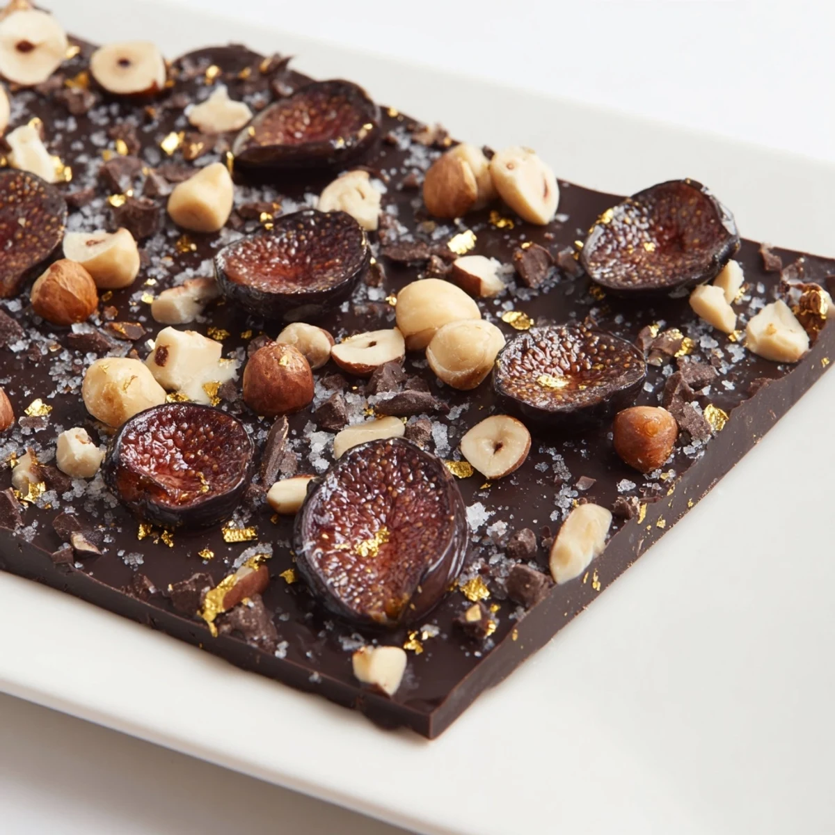 Decadent Midnight Mosaic dessert: imagine the dark chocolate studded with vibrant fig and olive bites.