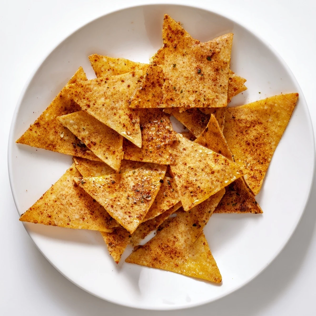 Crispy, golden air-fryer tortilla chips, fresh from the basket, perfect for serving with salsa tonight.