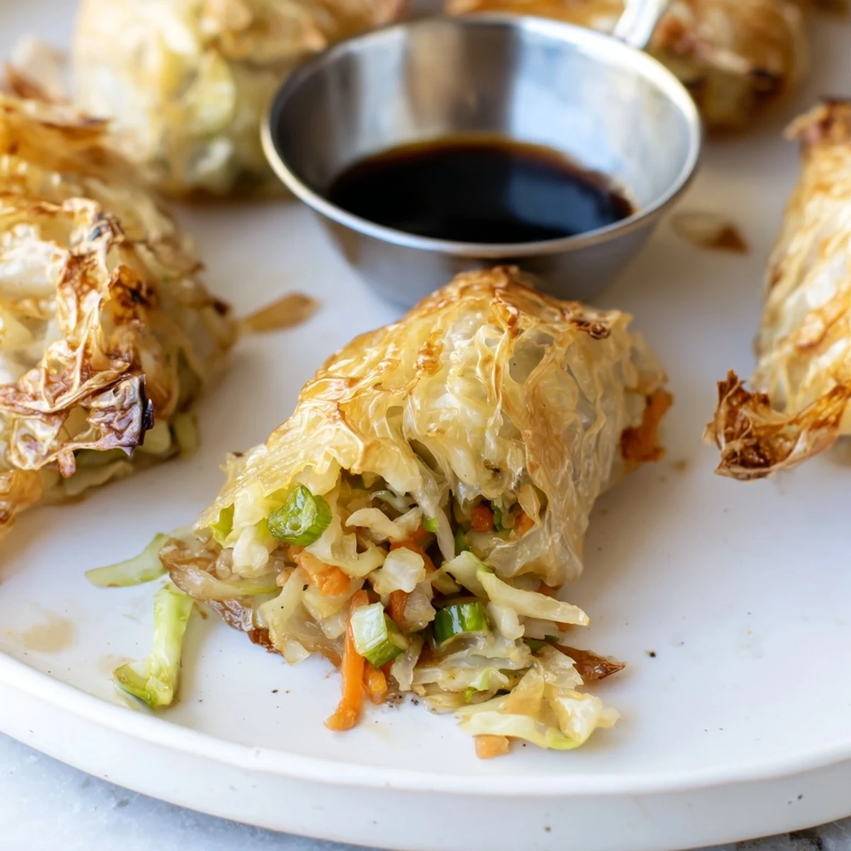 Golden-brown Crispy Rice Paper Dumplings, crunchy and inviting, ready to be dipped and devoured.