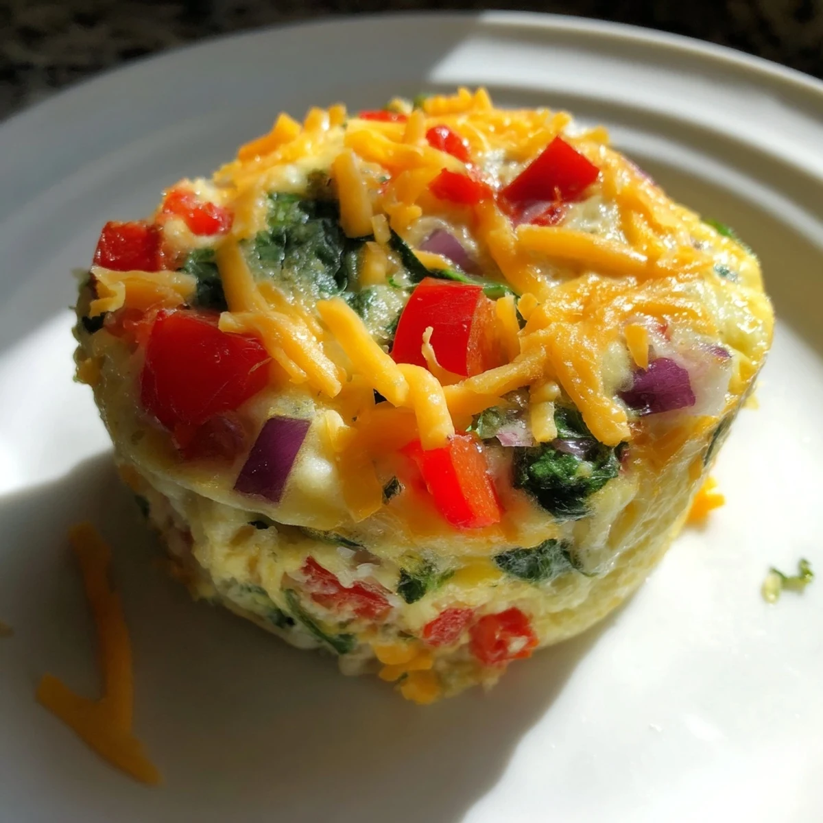 Fluffy Customizable Egg Muffins, golden-brown and filled with colorful vegetables, ready to enjoy.