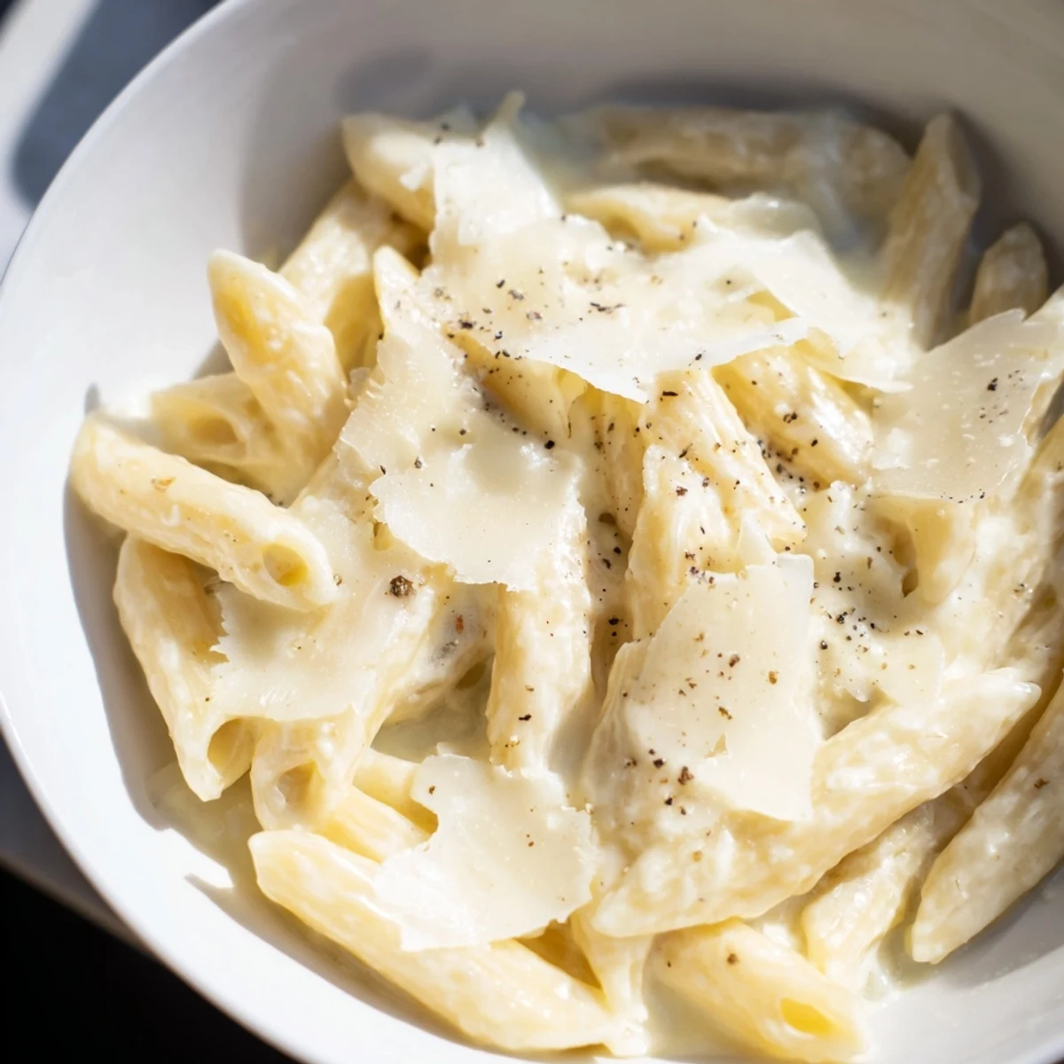 Fork-twirling Creamy Milk Pasta One-Pot rests in a shallow bowl, garnished with fresh parsley and melted Parmesan, perfect for cozy dinners.  