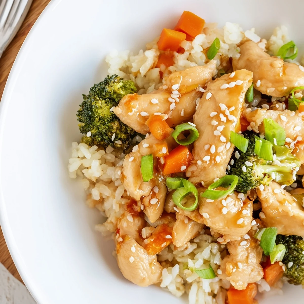 The One Pan Honey Garlic Chicken Broccoli Rice glistens with a sweet, sticky sauce.