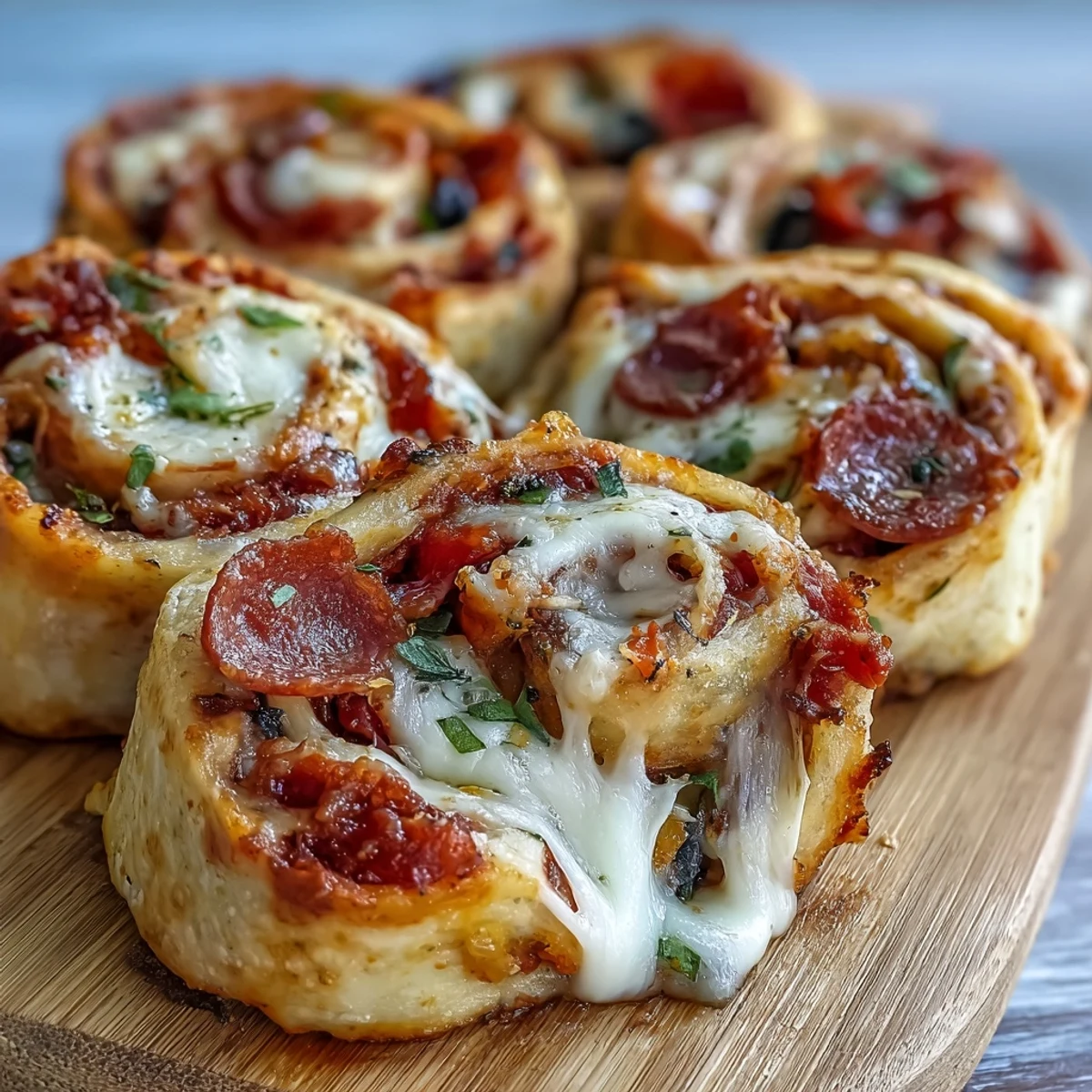 Bite-sized Tortilla Pizza Rolls are arranged on a plate with a small bowl of tomato sauce.