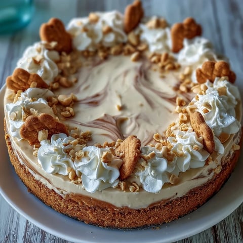 A delicious slice of Nutter Butter cheesecake with a peanut butter swirl on a cookie crust.