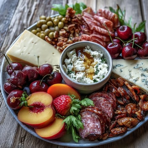 Easy Summer Charcuterie Board overflowing with fresh fruit, meats, and cheeses.