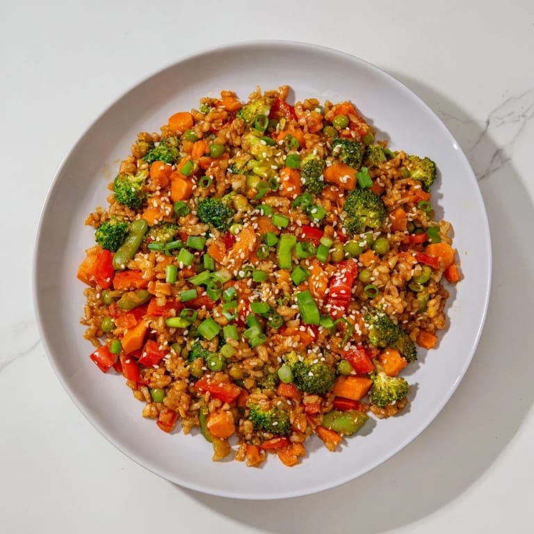 Enjoy a delicious plate of crispy vegetable fried rice bowls, full of colorful vegetables and flavor.