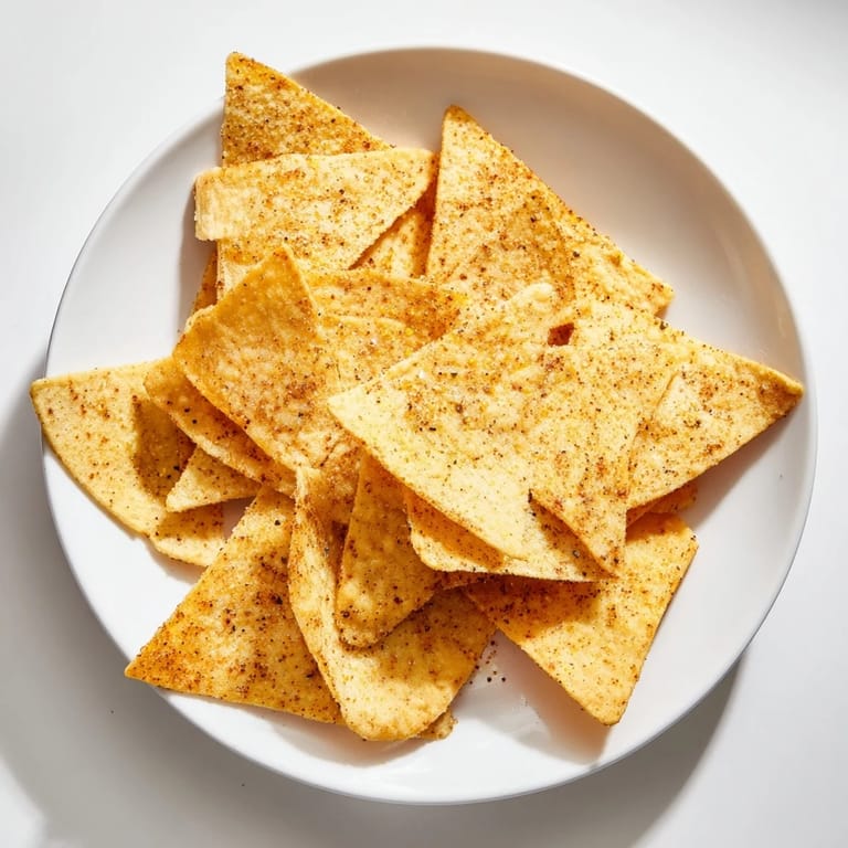 Homemade air-fryer tortilla chips, seasoned with paprika and cumin, ready for a delicious snack.
