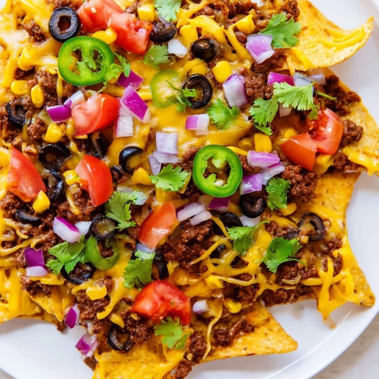 A tray of Easy Sheet-Pan Nachos, fragrant with spices, with a topping of fresh cilantro, ready to serve.