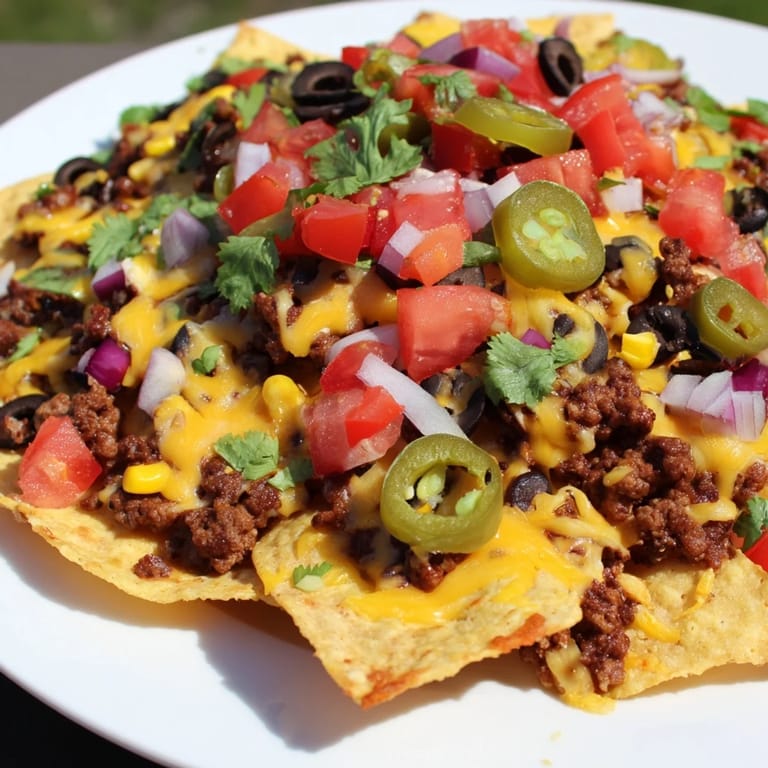 Golden and bubbly Easy Sheet-Pan Nachos overflowing with savory beef, cheese, and vibrant Tex-Mex flavors.