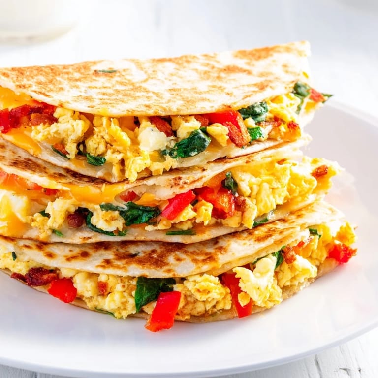 A close-up of a delightful Breakfast Quesadilla Hack, served warm, promising a quick and flavorful morning meal.