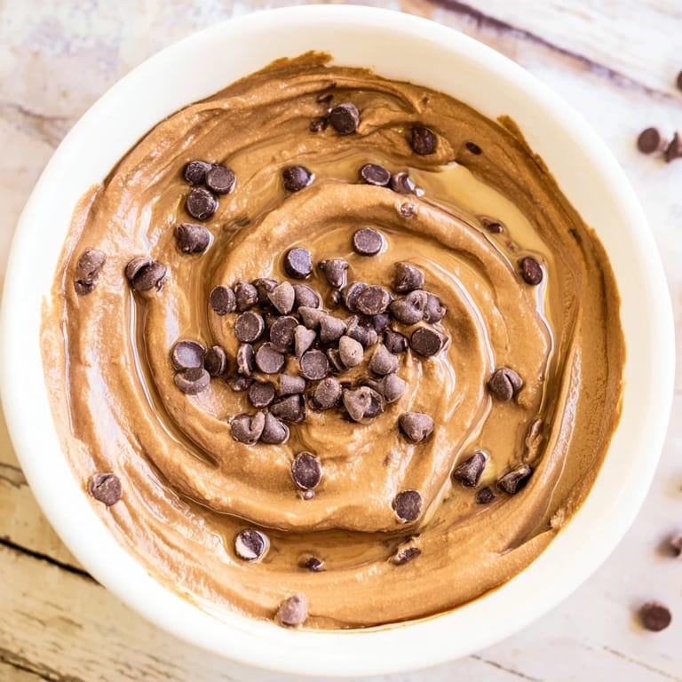 Naturally vegan and gluten-free chocolate hummus, a healthy and delicious snack displayed with fresh fruit.