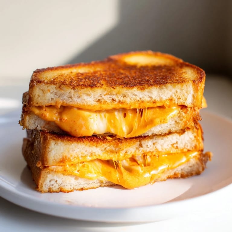 Crispy sourdough grilled with spicy sriracha mayo: your taste buds will love this Spiked Grilled Cheese.