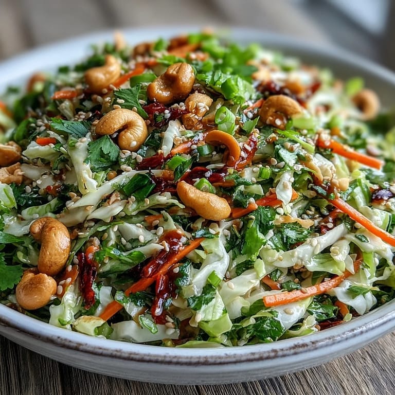 Freshly grated ginger and rice vinegar shine in this crisp Asian Cabbage Salad, tossed with green onions and peanuts, perfect as a refreshing side to grilled meats or a light standalone meal.