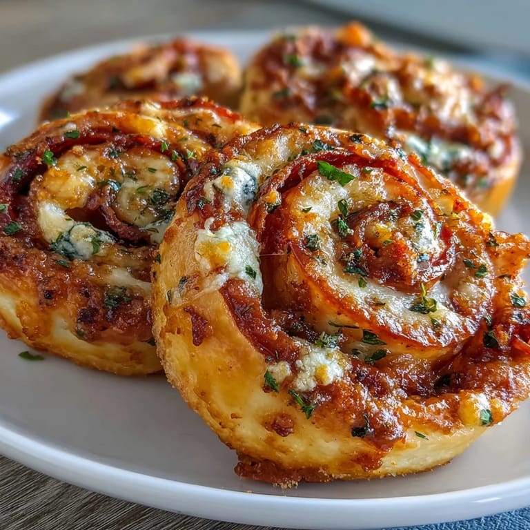 Irresistible pizza pinwheels with gooey cheese, spicy pepperoni, and Italian herbs wrapped in buttery puff pastry.