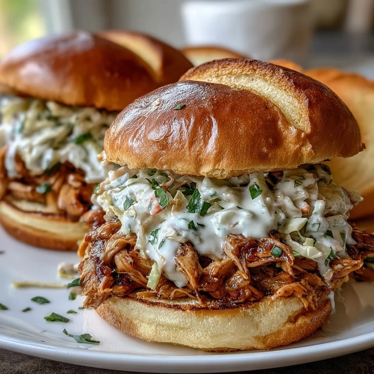 Hearty smoked pulled chicken sandwiches, perfectly topped with Alabama white sauce.