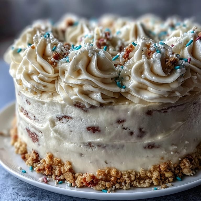 Festive Class of 2026 Confetti Cake adorned with colorful sprinkles and delicate champagne buttercream.