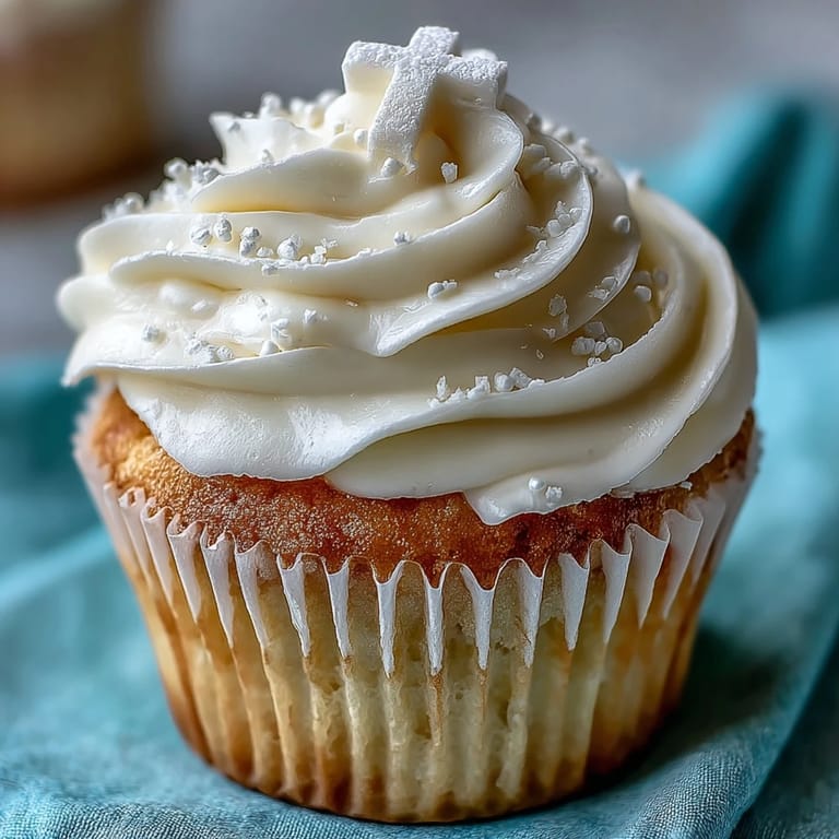 Fluffy communion cupcakes adorned with creamy frosting and a classic white fondant cross.