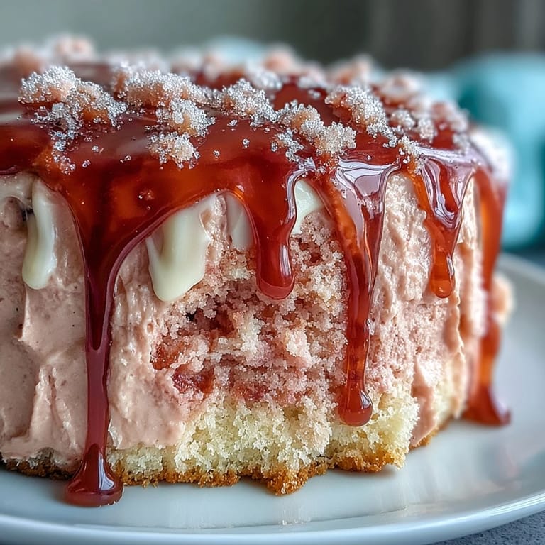 Delicate rosé-infused velvet cake layers frosted with creamy cheese frosting, crowned with shimmering gold drip for a stunning bridal shower dessert.  