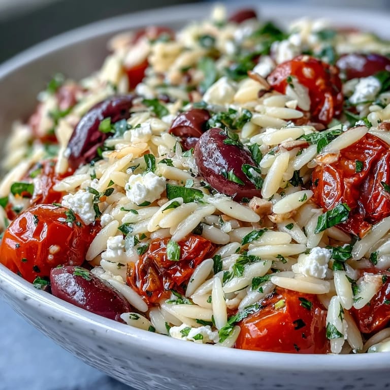 Garden veggies and feta elevate this vibrant Summer Orzo Salad, ideal for lunch.