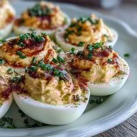 Creamy deviled eggs with paprika and chives, a classic appetizer for parties and picnics.